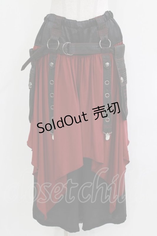 画像1: ALGONQUINS / フラップベルト付配色パンツ  ボルドー×ブラック H-26-04-14-005-AL-PA-KB-ZH (1)