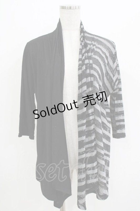 画像1: ALGONQUINS / プリント切替カーディガン  黒×グレー H-26-04-14-042-AL-TO-KB-ZH (1)