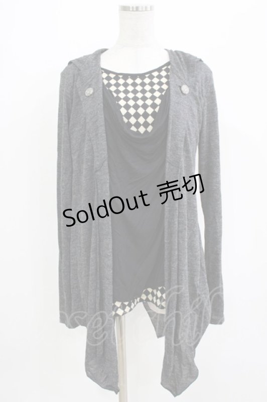 画像1: ALGONQUINS / レイヤード風トップス  グレー×ブラック H-26-04-14-043-AL-TO-KB-ZH (1)