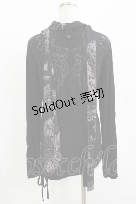 画像3: h.NAOTO / ストール付カーディガン  ブラック H-26-04-14-044-HN-TO-KB-ZH (3)