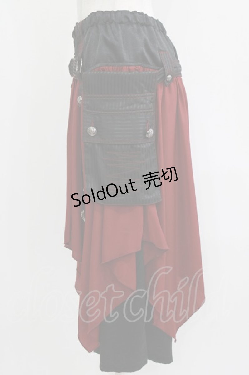 画像2: ALGONQUINS / フラップベルト付配色パンツ  ボルドー×ブラック H-26-04-14-005-AL-PA-KB-ZH (2)