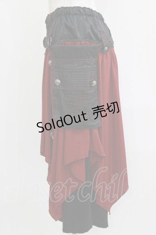 画像2: ALGONQUINS / フラップベルト付配色パンツ  ボルドー×ブラック H-26-04-14-005-AL-PA-KB-ZH (2)