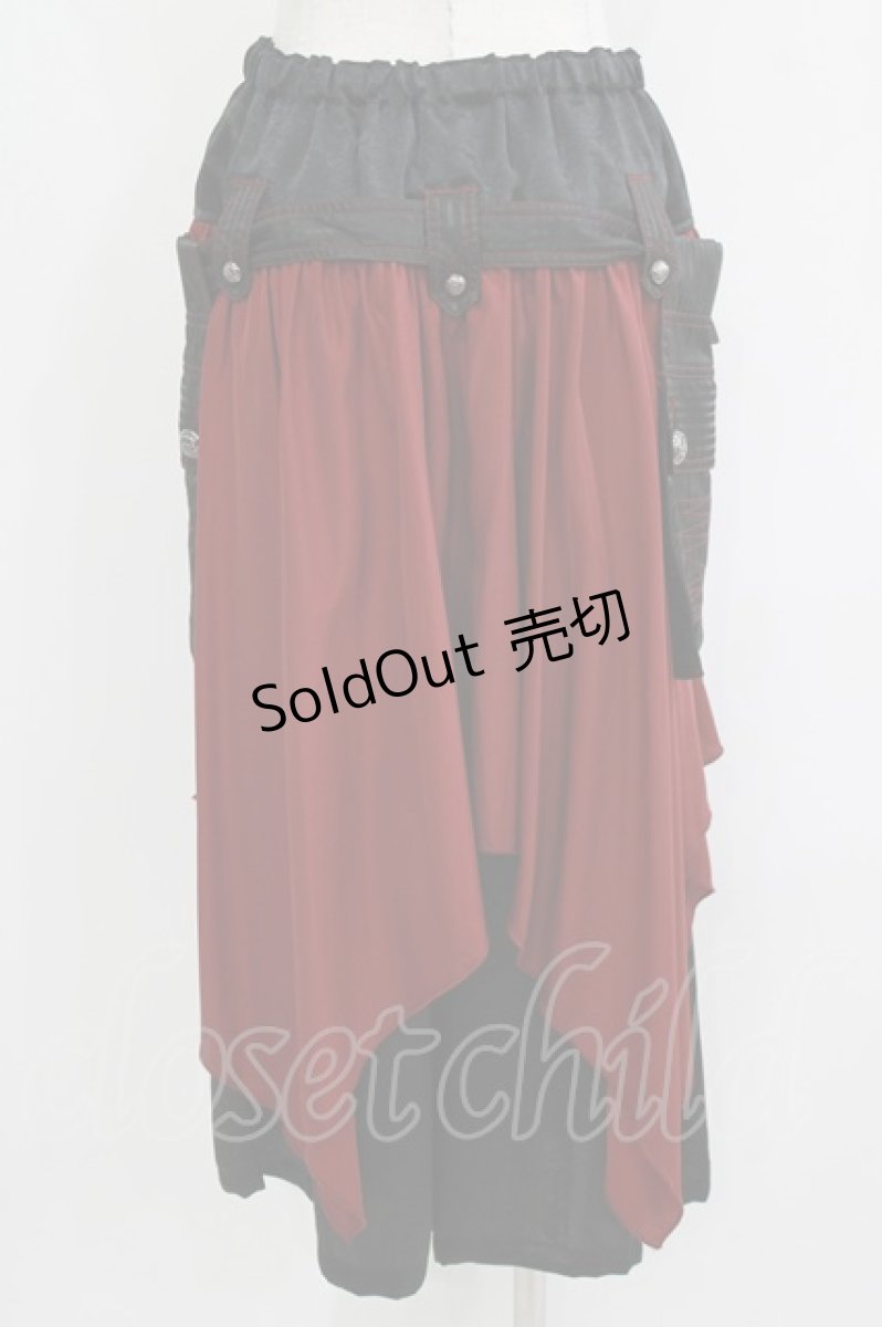 画像3: ALGONQUINS / フラップベルト付配色パンツ  ボルドー×ブラック H-26-04-14-005-AL-PA-KB-ZH (3)