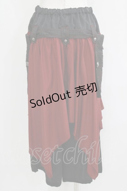 画像3: ALGONQUINS / フラップベルト付配色パンツ  ボルドー×ブラック H-26-04-14-005-AL-PA-KB-ZH (3)