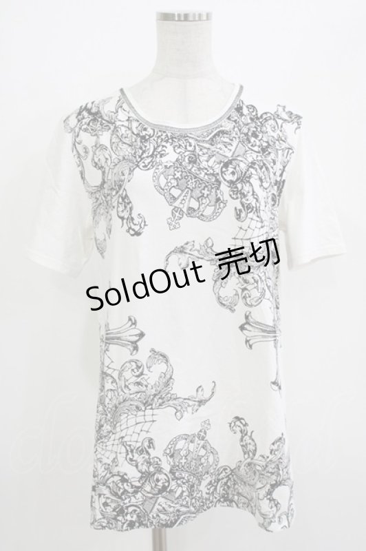 画像1: ALGONQUINS / プリント半袖カットソー  白 H-26-04-14-050-AL-TO-AK-ZH (1)