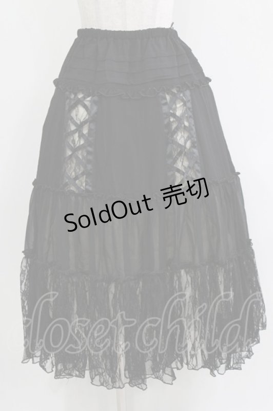 画像1: ALGONQUINS / 異素材切替スカート  ブラック H-26-04-14-006-AL-SK-KB-ZH (1)