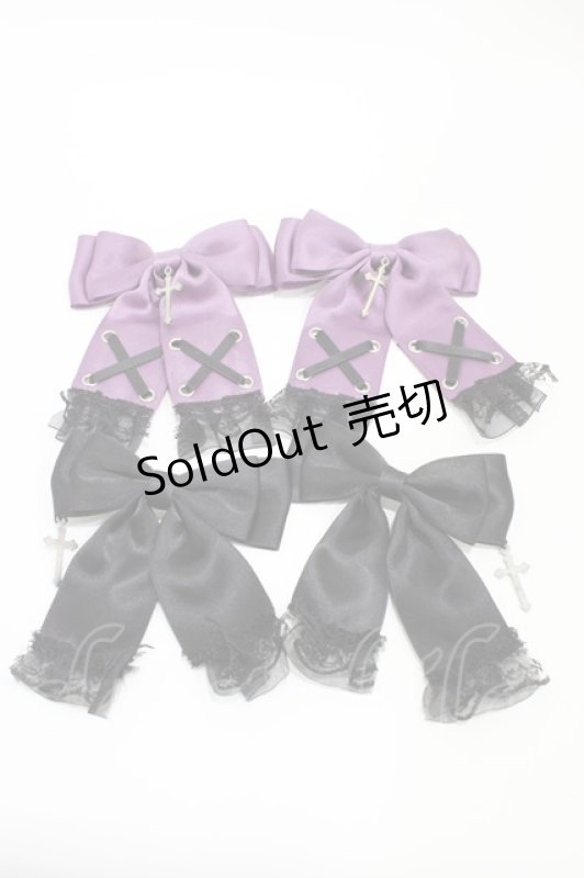 画像5: DearMyLove / 十字架リボンクリップセット  パープル/ブラック H-26-04-14-1004-EL-AC-NS-ZH (5)