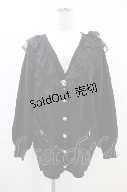 画像1: Rojita / ビジューボタンカーディガン Free ブラック H-26-04-14-1061-LO-TO-NS-ZH (1)