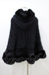 画像2: LIZ LISA / ダブルリボンニットファーポンチョ Free ブラック H-26-04-14-1063-LO-JA-NS-ZH (2)