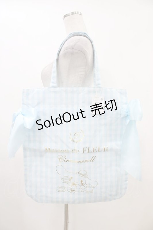 画像1: Maison de FLEUR / シナモロール/ダブルリボントート  ギンガムサックス H-26-04-14-1036-LO-BG-NS-ZH (1)