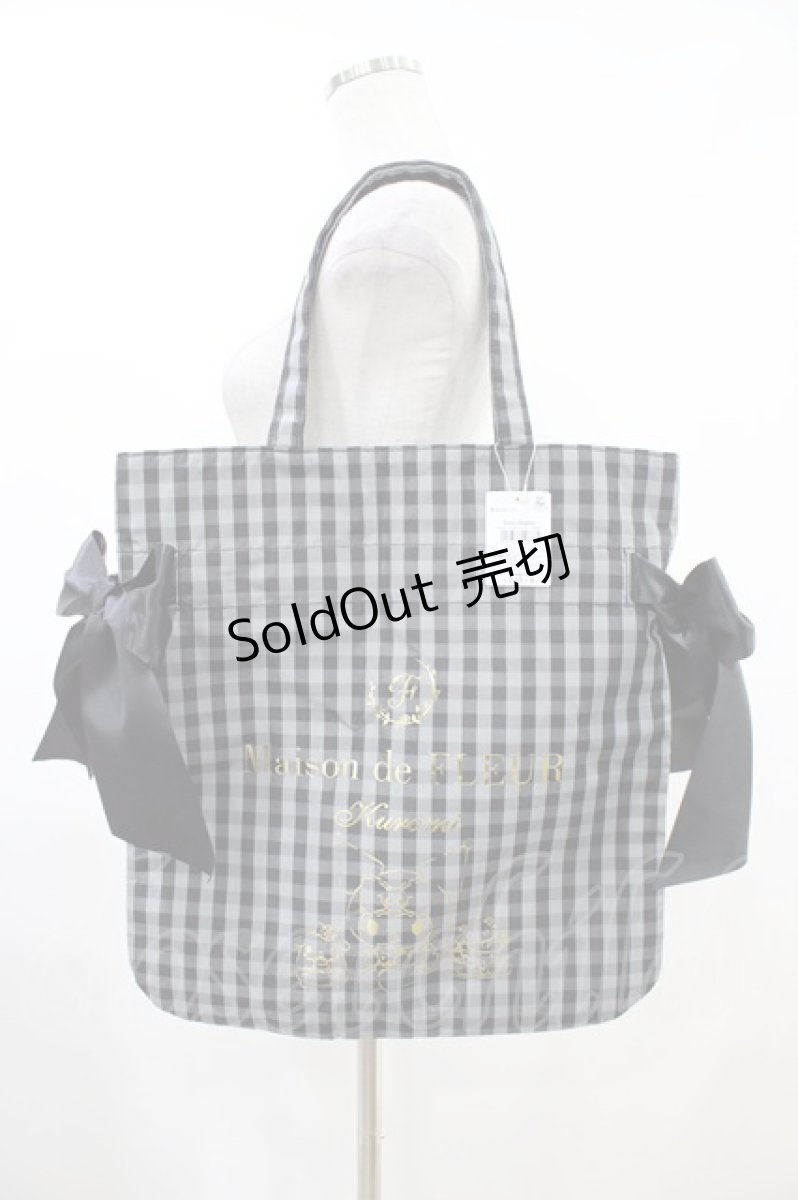 画像1: Maison de FLEUR / クロミ/ダブルリボントート  ギンガムブラック H-26-04-14-1038-LO-BG-NS-ZH (1)