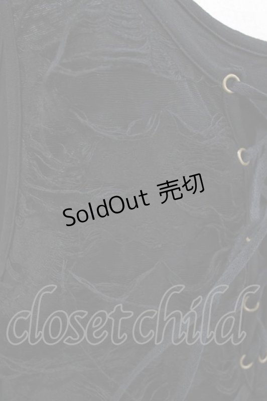 画像4: NAOTO SEVEN / ダメージレイヤードロングタンク  ブラック H-26-04-14-055-HN-TO-KB-ZH (4)