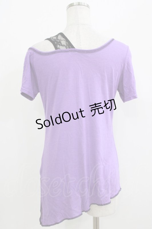 画像3: ALGONQUINS / プリントアシメカットソー  パープル×ブラック H-26-04-14-060-AL-TO-KB-ZH (3)