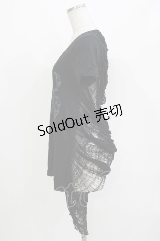 画像2: HEAVEN and Earth / ダメージ切替カットソー  ブラック H-26-04-14-067-PU-TO-KB-ZH (2)
