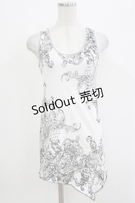 画像1: ALGONQUINS / プリントアシメタンク  白×黒 H-26-04-14-069-AL-TO-KB-ZH (1)