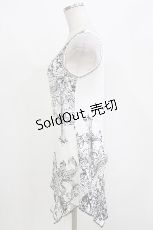 画像2: ALGONQUINS / プリントアシメタンク  白×黒 H-26-04-14-069-AL-TO-KB-ZH (2)