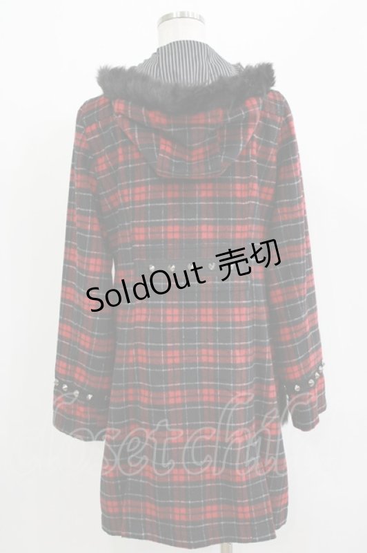 画像3: ALGONQUINS / チェックダッフルコート  レッド H-26-04-14-008-AL-CO-KB-ZH (3)