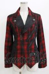 画像1: ALGONQUINS / チェック切替ライダースジャケット  黒×赤 H-26-04-14-011-AL-JA-KB-ZH (1)
