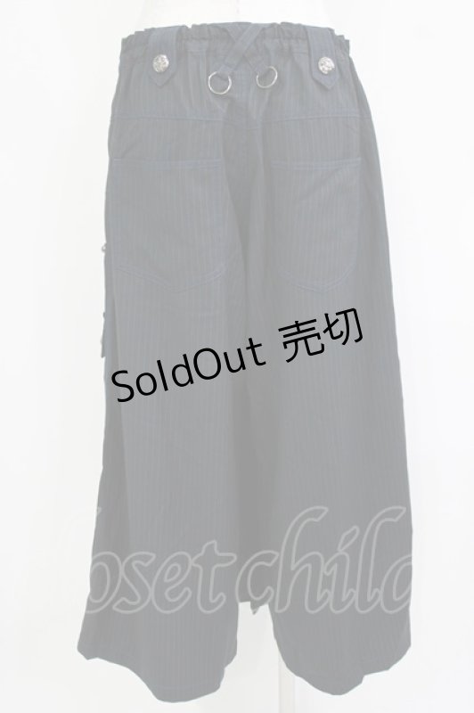 画像3: ALGONQUINS / レイヤード風ストライプパンツ  黒×青 H-26-04-14-019-AL-PA-KB-ZH (3)