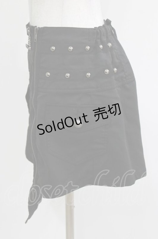 画像2: ALGONQUINS / ZIPオーバースカート  ブラック H-26-04-14-024-AL-SK-KB-ZH (2)