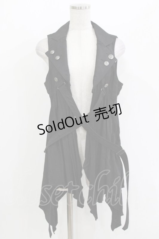 画像1: ALGONQUINS / ロングベスト  黒 H-26-04-14-027-AL-TO-KB-ZH (1)