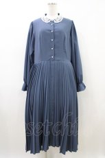 画像1: m petit by misako / AM*レースエリプリーツワンピース LL ブルー H-26-04-15-029-LO-OP-NS-ZH (1)