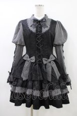 画像1: To Alice / ストライプレイヤード風ワンピース M ブラック×グレー H-26-04-15-032-LO-OP-YZ-ZH (1)