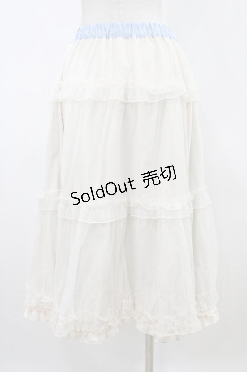 画像4: m petit by misako / NINA'S/RVパニエスカート L サックス/アイボリー リバーシブル H-26-04-15-044-LO-SK-NS-ZH (4)