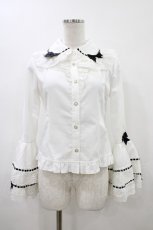 画像1: To Alice / リボンデコ姫袖ブラウス S 白×黒 H-26-04-15-047-LO-BL-YZ-ZH (1)