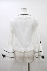 画像2: To Alice / リボンデコ姫袖ブラウス S 白×黒 H-26-04-15-047-LO-BL-YZ-ZH (2)