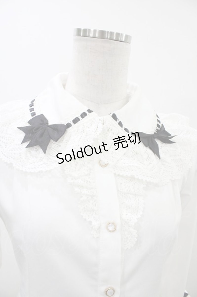 画像3: To Alice / リボンデコ姫袖ブラウス S 白×黒 H-26-04-15-047-LO-BL-YZ-ZH (3)