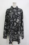 画像1: REFLEM / オカルト総柄シャツ  モノクロ H-26-04-15-1008-PU-BL-KB-ZH (1)