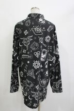 画像2: REFLEM / オカルト総柄シャツ  モノクロ H-26-04-15-1008-PU-BL-KB-ZH (2)