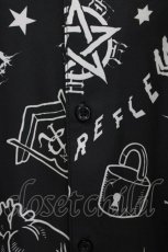 画像3: REFLEM / オカルト総柄シャツ  モノクロ H-26-04-15-1008-PU-BL-KB-ZH (3)