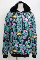 画像1: NieR Clothing / 総柄ふわもこプルパーカー F 黒×ONEくん H-26-04-15-1013-PU-TO-KB-ZTC065 (1)