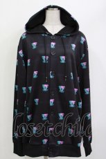 画像1: NieR Clothing / 総柄フードカーディガン  黒×ONEくん H-26-04-15-1016-PU-TO-KB-ZH (1)