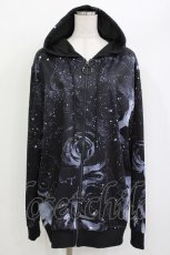 画像1: NieR Clothing / 総柄ZIPパーカー F 黒×グレー H-26-04-15-1021-PU-TO-KB-ZH (1)