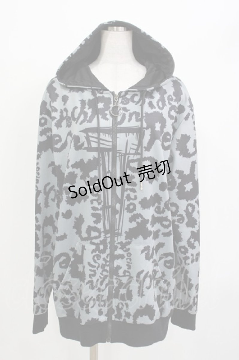 画像1: NieR Clothing / 総柄ZIPパーカー F グレー H-26-04-15-1022-PU-TO-KB-ZH (1)