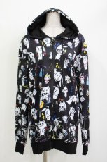 画像1: NieR Clothing / 総柄ZIPパーカー F 黒×Nierちゃん H-26-04-15-1023-PU-TO-KB-ZH (1)