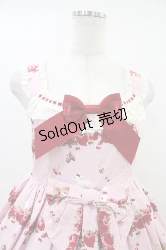 画像4: BABY,THE STARS SHINE BRIGHT / Pomme rouge〜うさぎとりすのりんごの森〜柄ジャンパースカートII Free ピンク H-26-04-15-020-BA-OP-NS-ZH (4)