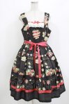 画像1: Miss Cube（海外ロリータブランド） / Strawberryジャンパースカートセット XL ブラック H-26-04-16-001-PU-OP-NS-ZH (1)