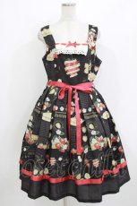 画像1: Miss Cube（海外ロリータブランド） / Strawberryジャンパースカートセット XL ブラック H-26-04-16-001-PU-OP-NS-ZH (1)