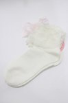 画像1: BABY,THE STARS SHINE BRIGHT / Roseリボンのクルー丈ソックス  オフ白/ピンク H-26-04-16-051-BA-ZA-NS-ZH (1)
