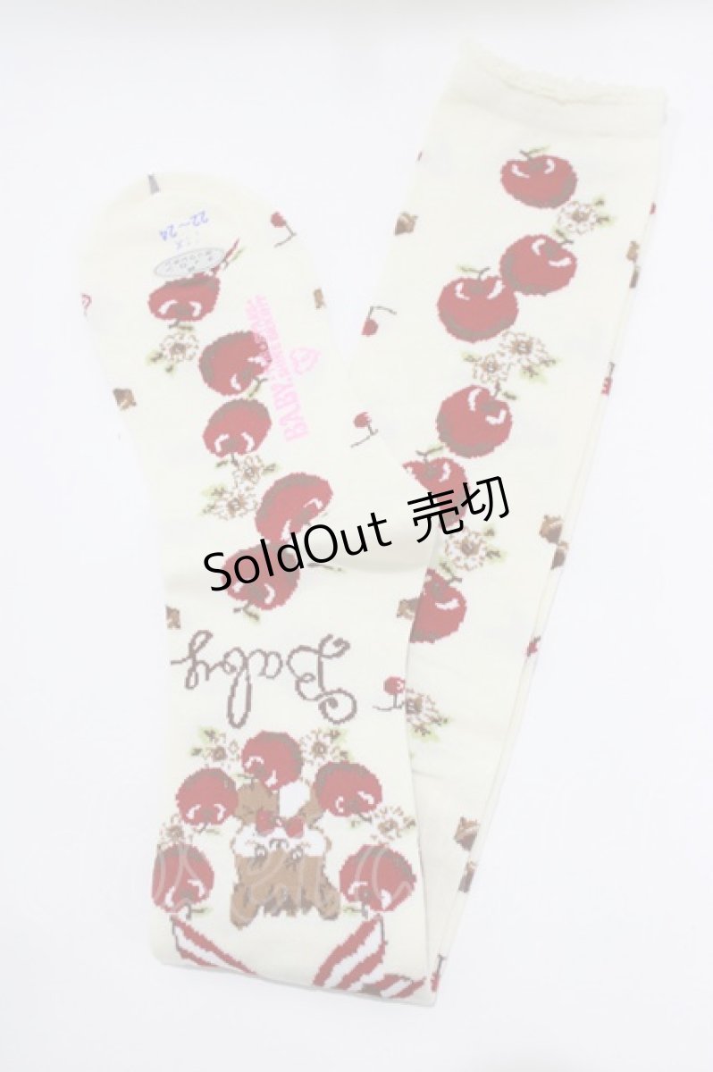 画像1: BABY,THE STARS SHINE BRIGHT / Pomme rouge〜うさぎとりすのりんごの森〜柄オーバーニーソックス  アイボリー H-26-04-16-053-BA-ZA-NS-ZH (1)