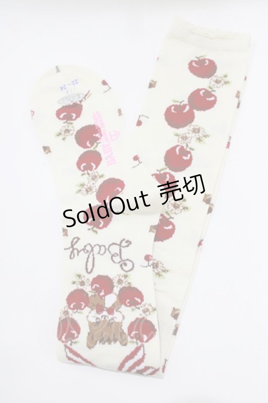 画像1: BABY,THE STARS SHINE BRIGHT / Pomme rouge〜うさぎとりすのりんごの森〜柄オーバーニーソックス  アイボリー H-26-04-16-053-BA-ZA-NS-ZH (1)