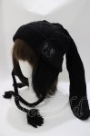 画像1: Candy Stripper / CABLE BUNNY EAR ビーニー  ブラック H-26-04-16-1040-PU-AC-KB-ZH (1)