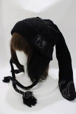 画像1: Candy Stripper / CABLE BUNNY EAR ビーニー  ブラック H-26-04-16-1040-PU-AC-KB-ZH (1)