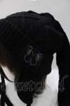 画像2: Candy Stripper / CABLE BUNNY EAR ビーニー  ブラック H-26-04-16-1040-PU-AC-KB-ZH (2)
