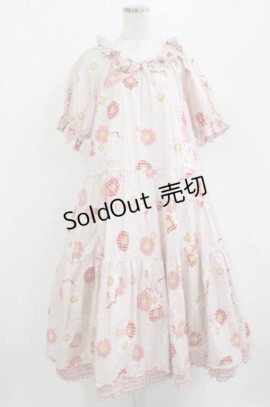 画像1: PINK HOUSE / ひな菊コサージュプリントミディワンピース Free ピンク H-26-04-16-006-LO-OP-NS-ZH (1)