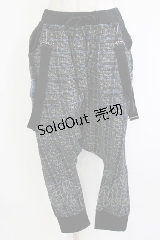 画像1: PUTUMAYO / 紋章刺繍サルエル  黒チェック H-26-04-17-029-PT-PA-AK-ZH (1)